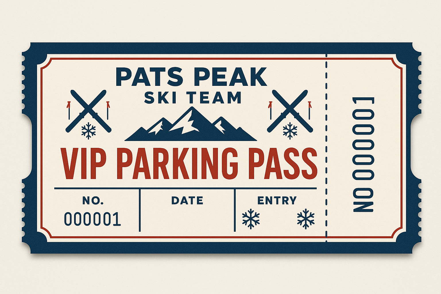 VIP Parking Pass Raffle Ticket Pats Peak Ski Team (1)